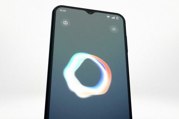 Smartphone screen with a lighted orb-like image on it