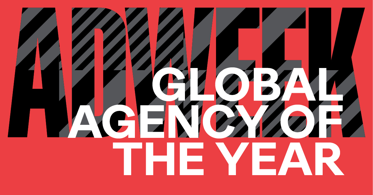 ADWEEK Global Agency of the Year: Ogilvy in white and black type against red background