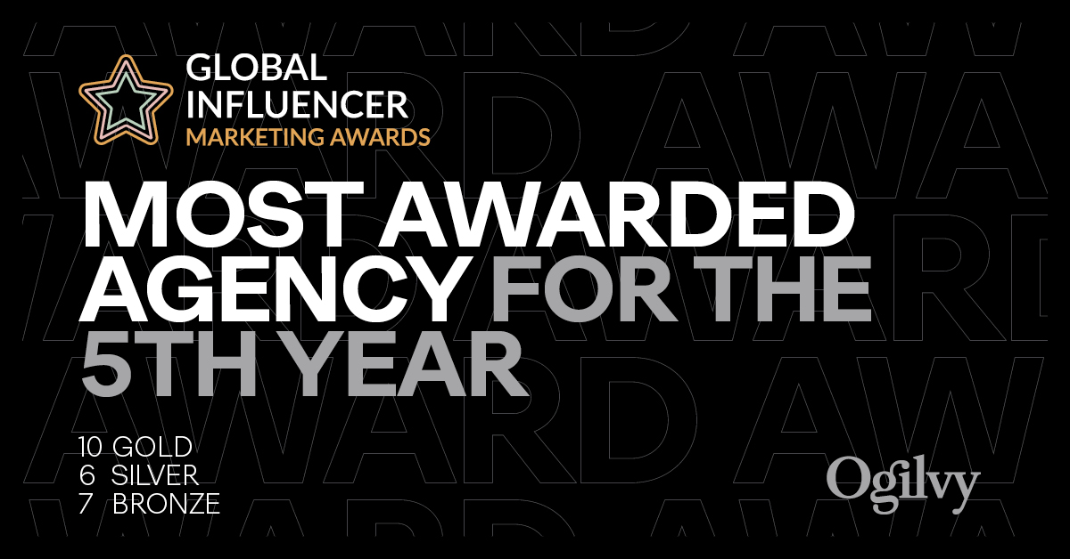 Ogilvy Most Awarded Agency at Influencer Marketing Awards for 5th Straight Year