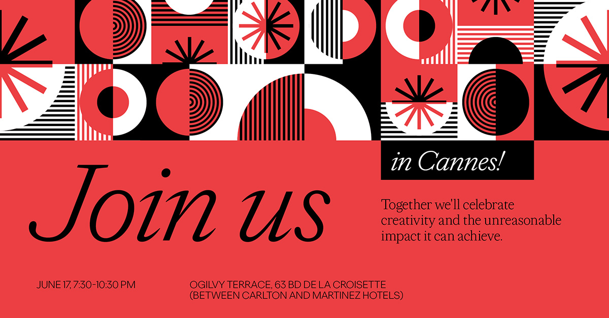 Ogilvy party invitation graphic