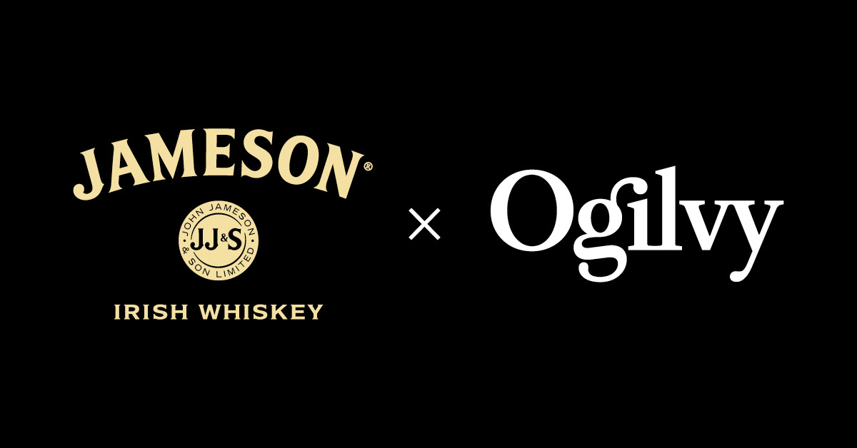 Jameson and Ogilvy logos against black background