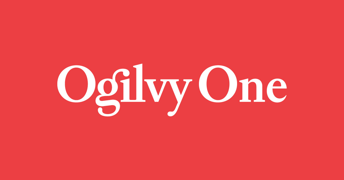 Ogilvy One logo in white type against red background