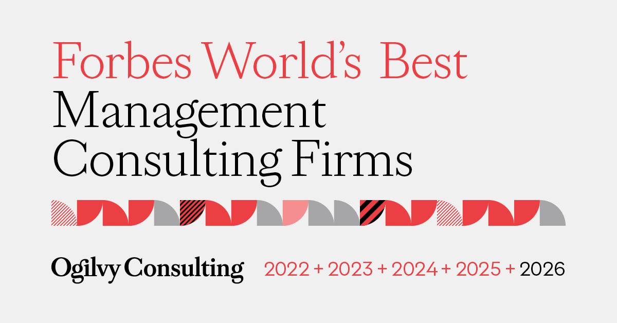 Graphic displaying Ogilvy Consulting Listed on Forbes World's Best Management Consulting Firms List 