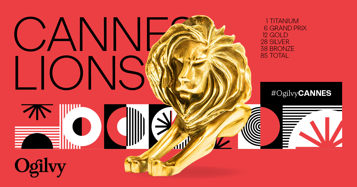 Red graphic showing Ogilvy's Cannes performance