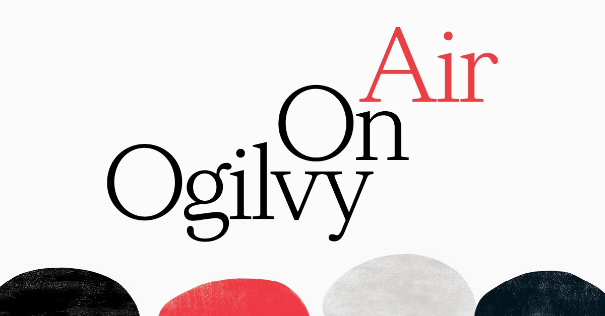 White banner with Ogilvy On in Black copy and Air in red