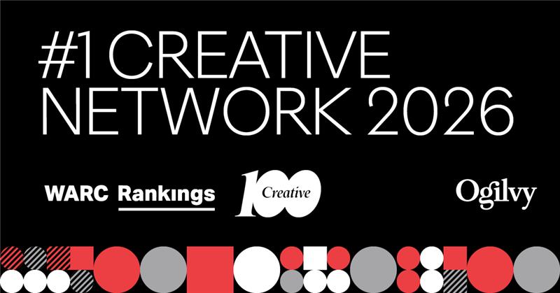 Black banner with white copy #1 Creative Network 2026 and Ogilvy logo