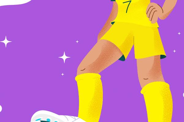 Illustration of woman kicking a soccer ball.