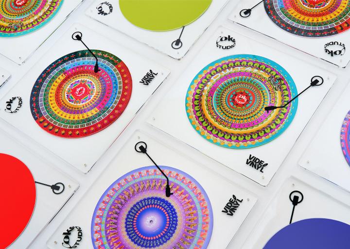 Video Vinyls — Coke Studio Collage of coke Studio Video Vinyls, featuring colorfol abstract patterns in a spiral style