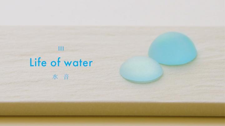 Edible Literature — Kameya Yoshinaga board with assorted wagashi. on the left the words "Life of Water"