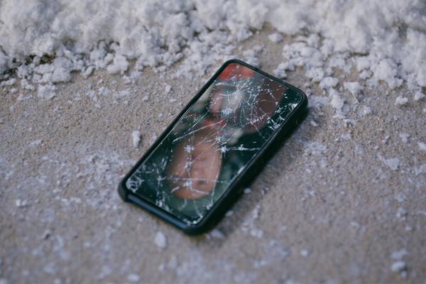 broken smartphone on the ground