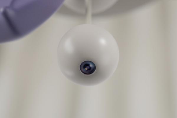 a baby monitor camera hanging from above