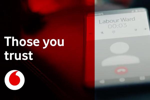 Vodafone TV advert with mobile phone on a call